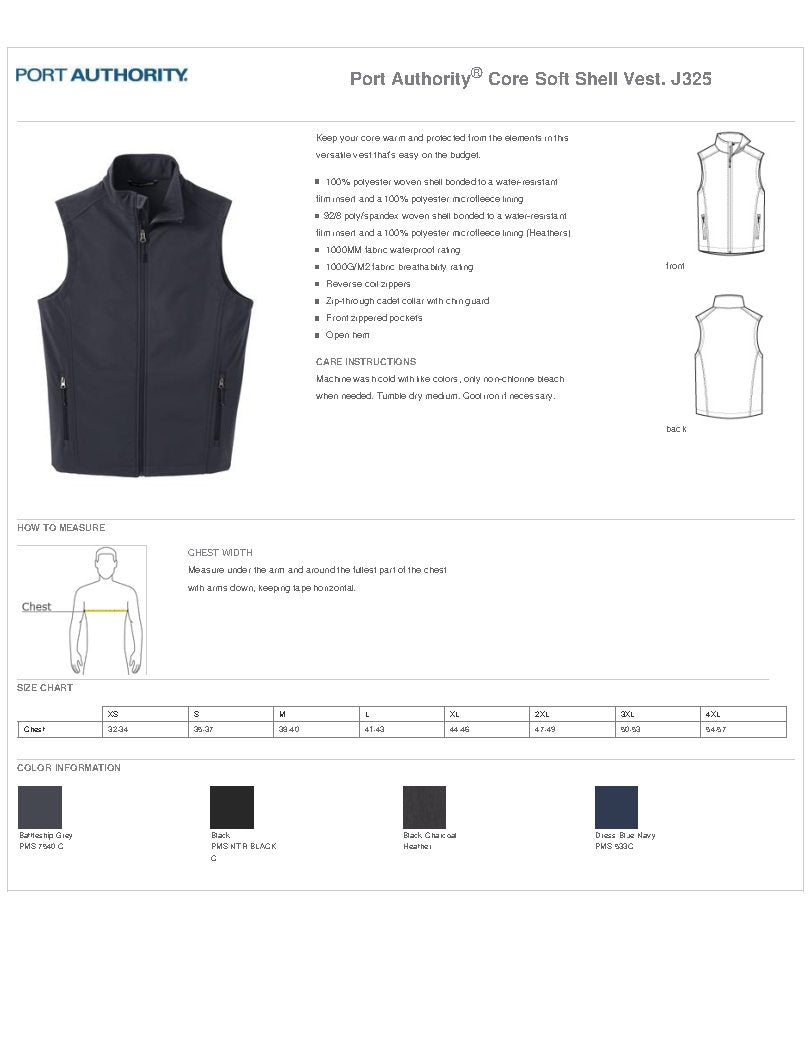 MEDSTAR J325 Port Authority® Core Soft Shell Vest –