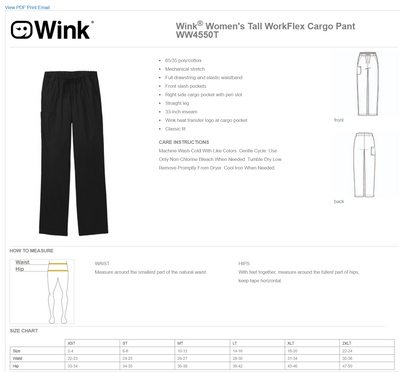 WW4550T Wink® Women’s Tall WorkFlex™ Cargo Pant