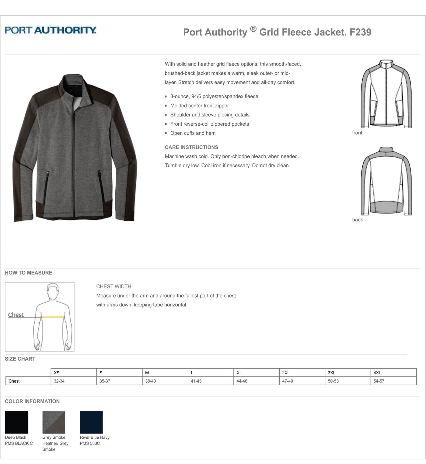 JH F239 Port Authority® Men's Grid Fleece Jacket